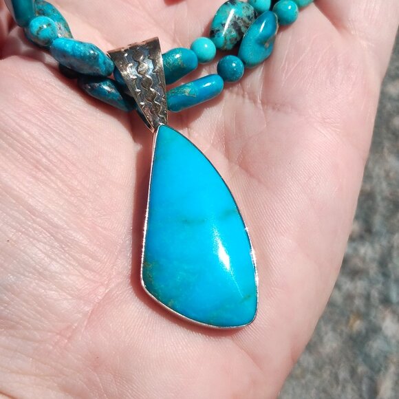 Jay King DTR Mine Finds Two Strand Turquoise Necklace with Pendant 925 Sterling - Picture 3 of 12